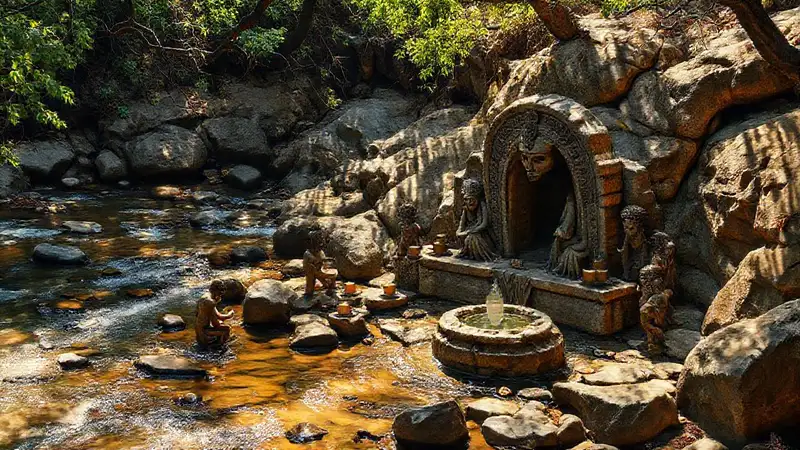 Antiguo ritual junto al río sagrado